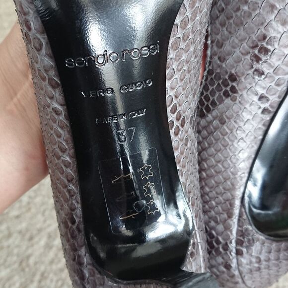 Sergio Rossi Snake Print Heels in gray & black size 37 - Picture 8 of 12